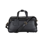 Atlas Black Leather Trolley Bag – Premium Travel Duffel with Wheels