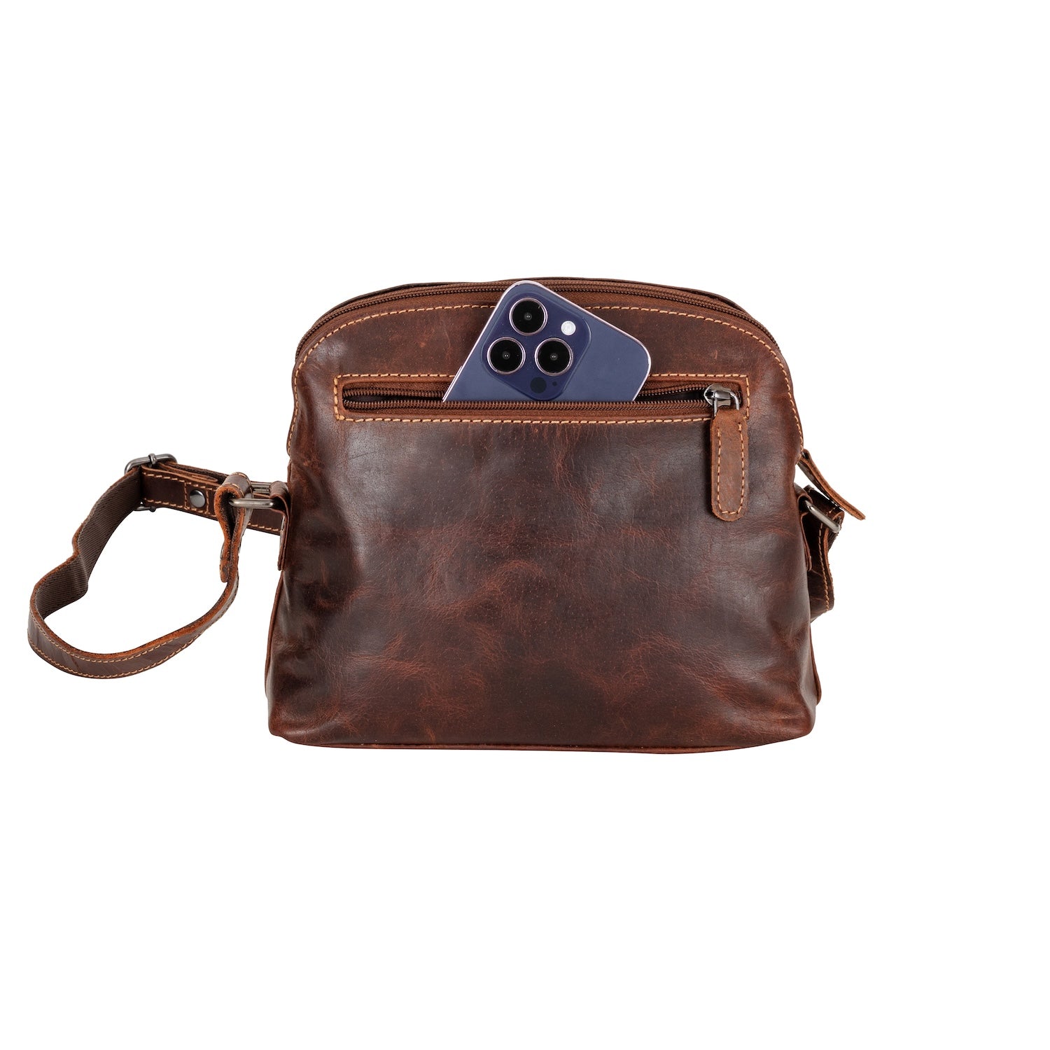 The Explorer Compact Crossbody – Vintage Sandal Leather Bag