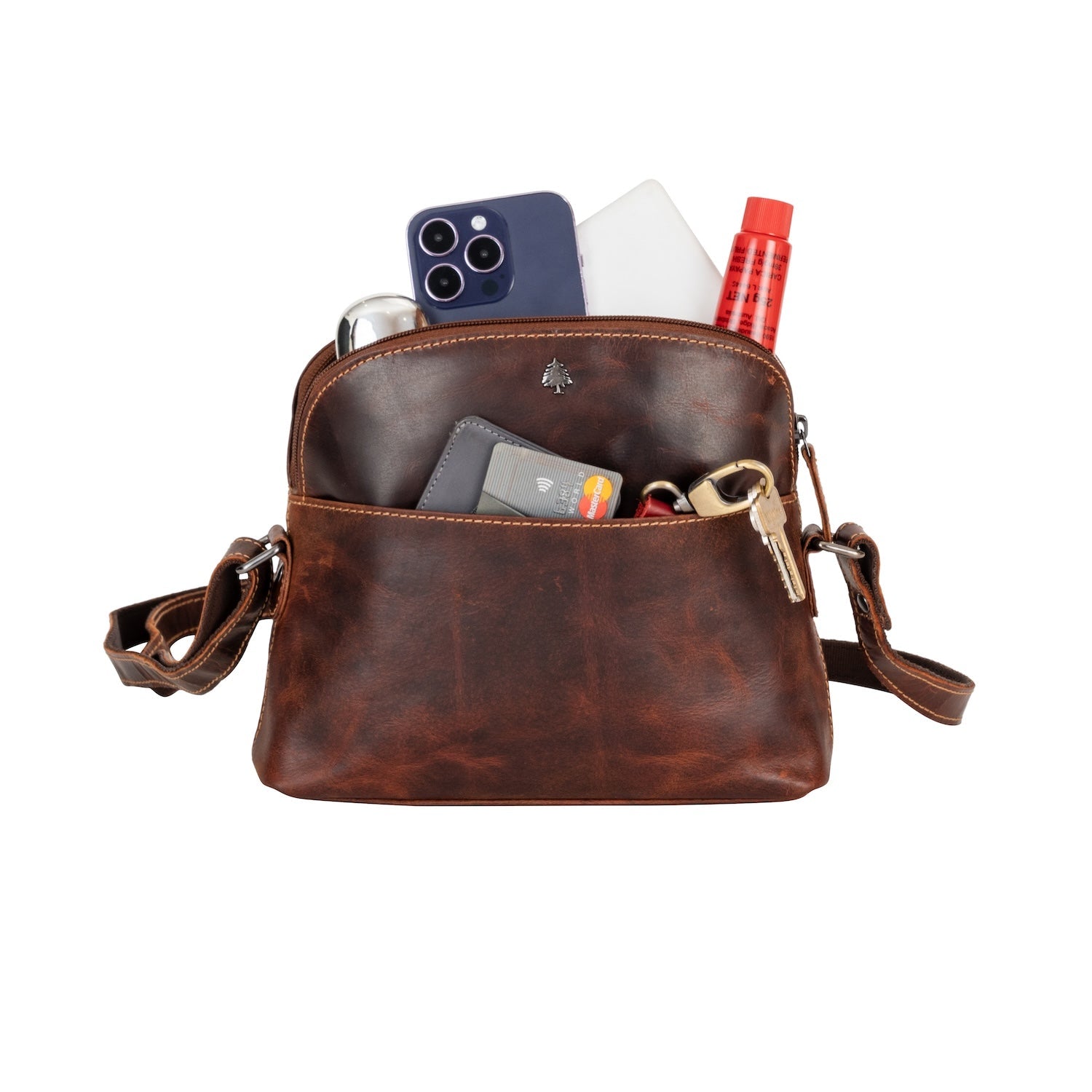 The Explorer Compact Crossbody – Vintage Sandal Leather Bag