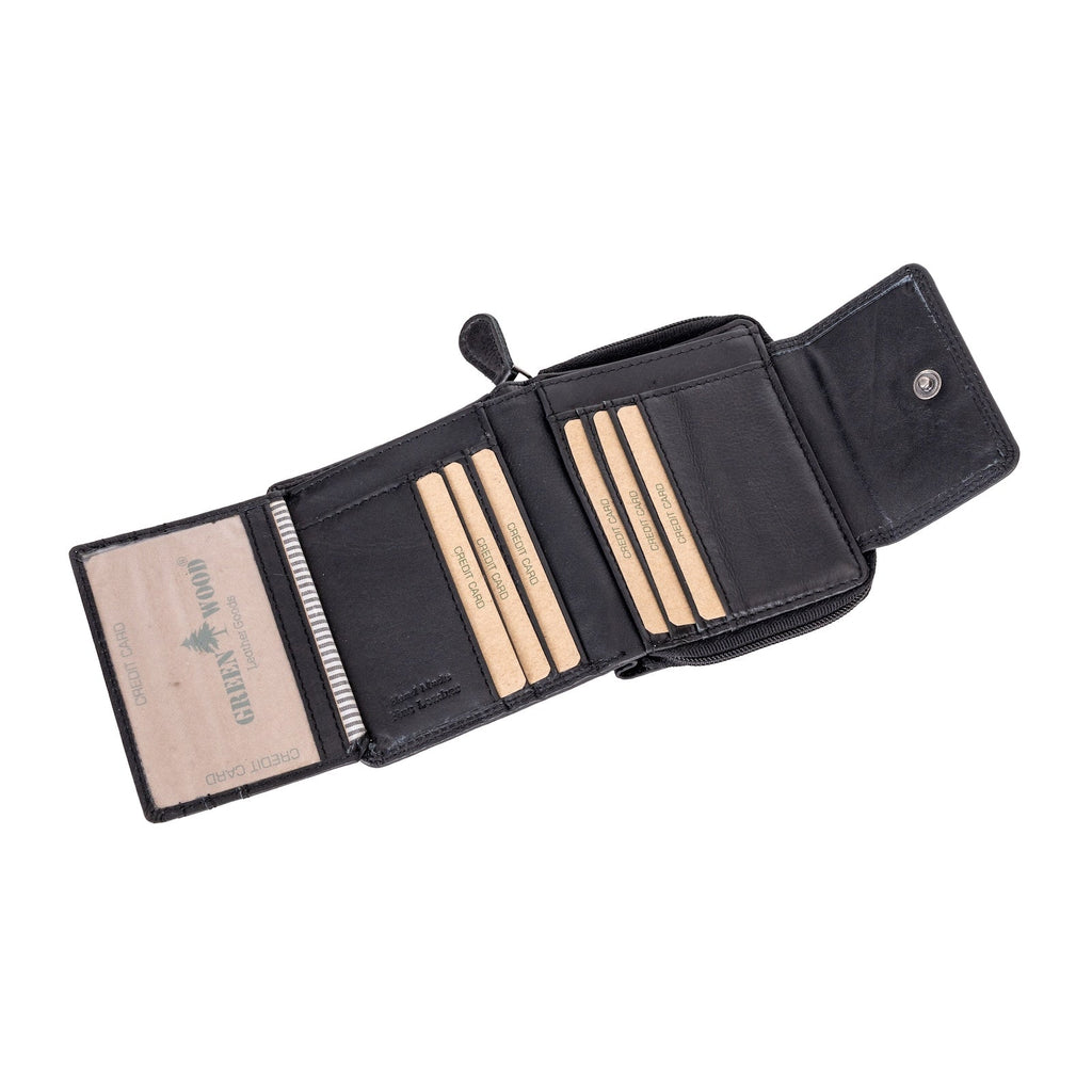 Women's Leather Wallet Tina - Balck