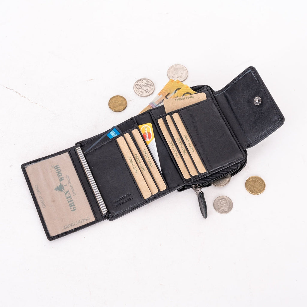 Women's Leather Wallet Tina - Balck